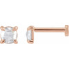 14K Rose 1/8 CT Rose-Cut Natural Diamond Press Fit Back Stud Earring
