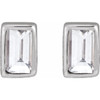 14K White .04 CT Natural Diamond Press Fit Back Stud Earring 