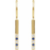 14K Yellow Natural Blue Sapphire & .08 CTW Natural Diamond Bar Earrings