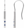 14K White Natural Blue Sapphire & .08 CTW Natural Diamond Bar Earrings