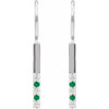 Platinum Natural Emerald & .08 CTW Natural Diamond Bar Earrings