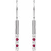 Platinum Natural Ruby & .08 CTW Natural Diamond Bar Earrings