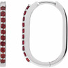 14K White Natural Mozambique Garnet 20 mm Hoop Earrings