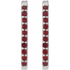 14K White Natural Mozambique Garnet 20 mm Hoop Earrings