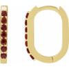 14K Yellow Natural Mozambique Garnet 14 mm Hoop Earrings
