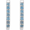 14K White Natural London Blue Topaz 14 mm Hoop Earrings