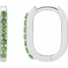 14K White Natural Tsavorite Garnet 14 mm Hoop Earrings