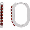 Sterling Silver Natural Mozambique Garnet 14 mm Hoop Earrings