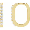 14K Yellow Natural White Sapphire 14 mm Hoop Earrings