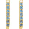 14K Yellow Natural London Blue Topaz 14 mm Hoop Earrings