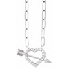 14K White 1/8 CTW Natural Diamond Heart & Arrow 16" Necklace 