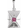 14K White Natural Pink Tourmaline Pendant