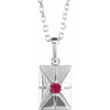 14K White Lab-Grown Ruby 16-18" Necklace