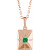 14K Rose Natural Emerald 16-18" Necklace
