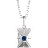 14K White Lab-Grown Blue Sapphire 16-18" Necklace