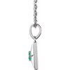 14K White Natural Emerald 16-18" Necklace