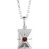 14 Karat White Gold Natural Mozambique Garnet 16-18" Necklace