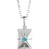 14K White Natural Blue Zircon 16-18" Necklace