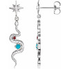14K White Natural Turquoise & Natural Ruby Snake Earrings