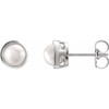 14K White 4 mm Cultured White Akoya Pearl Stud Earrings