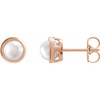 14K Rose 6 mm Cultured White Akoya Pearl Stud Earrings