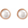 14K Rose 5 mm Cultured White Akoya Pearl Stud Earrings
