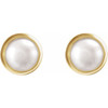 14K Yellow 6 mm Cultured White Akoya Pearl Stud Earrings
