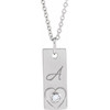 14K White .03 CT Natural Diamond Engravable Heart 16-18" Necklace