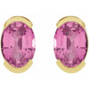 14K Yellow 6x4 mm Lab-Grown Pink Sapphire Stud Earrings