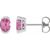 Platinum 6x4 mm Lab-Grown Pink Sapphire Stud Earrings