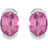 Platinum 6x4 mm Lab-Grown Pink Sapphire Stud Earrings
