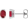 Sterling Silver 6x4 mm Lab-Grown Ruby Stud Earrings