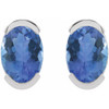 Sterling Silver 6x4 mm Natural Tanzanite Stud Earrings