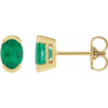 14K Yellow 6x4 mm Lab-Grown Emerald Stud Earrings