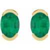 14K Yellow 6x4 mm Lab-Grown Emerald Stud Earrings