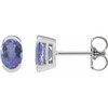 Platinum 6x4 mm Natural Tanzanite Stud Earrings