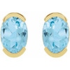 14K Yellow 6x4 mm Natural Sky Blue Topaz Stud Earrings