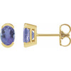 14 Karat Yellow Gold 6x4 mm Natural Tanzanite Stud Earrings