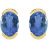 14K Yellow 6x4 mm Natural Tanzanite Stud Earrings