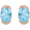 14K Rose 6x4 mm Natural Sky Blue Topaz Stud Earrings