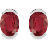 Platinum 6x4 mm Lab-Grown Ruby Stud Earrings