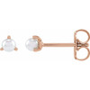 14K Rose 2 mm Cultured White Seed Pearl Earrings