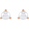 14K Rose 2 mm Cultured White Seed Pearl Earrings