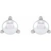 Platinum 2 mm Cultured White Seed Pearl Earrings