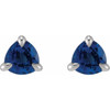 14K White 3.5 mm Natural Blue Sapphire Stud Earrings