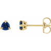14K Yellow 3.5 mm Natural Blue Sapphire Stud Earrings