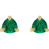 14K Yellow 3.5 mm Natural Emerald Stud Earrings