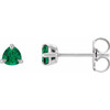 14K White 3.5 mm Natural Emerald Stud Earrings