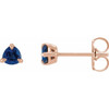 14K Rose 3.5 mm Natural Blue Sapphire Stud Earrings