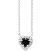 Platinum Natural Onyx & 1/8 CTW Natural Diamond French-Set Halo-Style 16" Necklace 